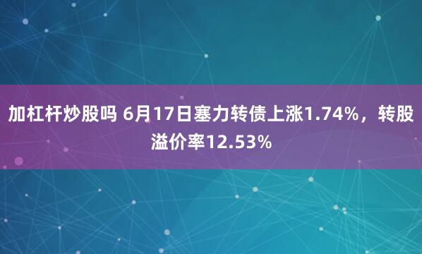 加杠杆炒股吗 6月17日塞力转债上涨1.74%，转股溢价率12.53%