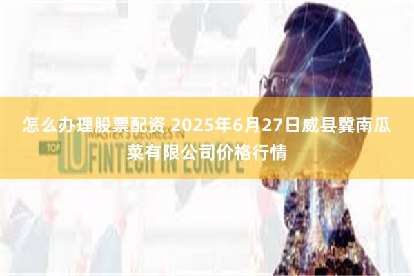 怎么办理股票配资 2025年6月27日威县冀南瓜菜有限公司价格行情